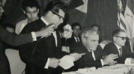 Juaci Ungaretti discursa, em 1968. Foto: Arquivo pessoal de João Carlos Wilke